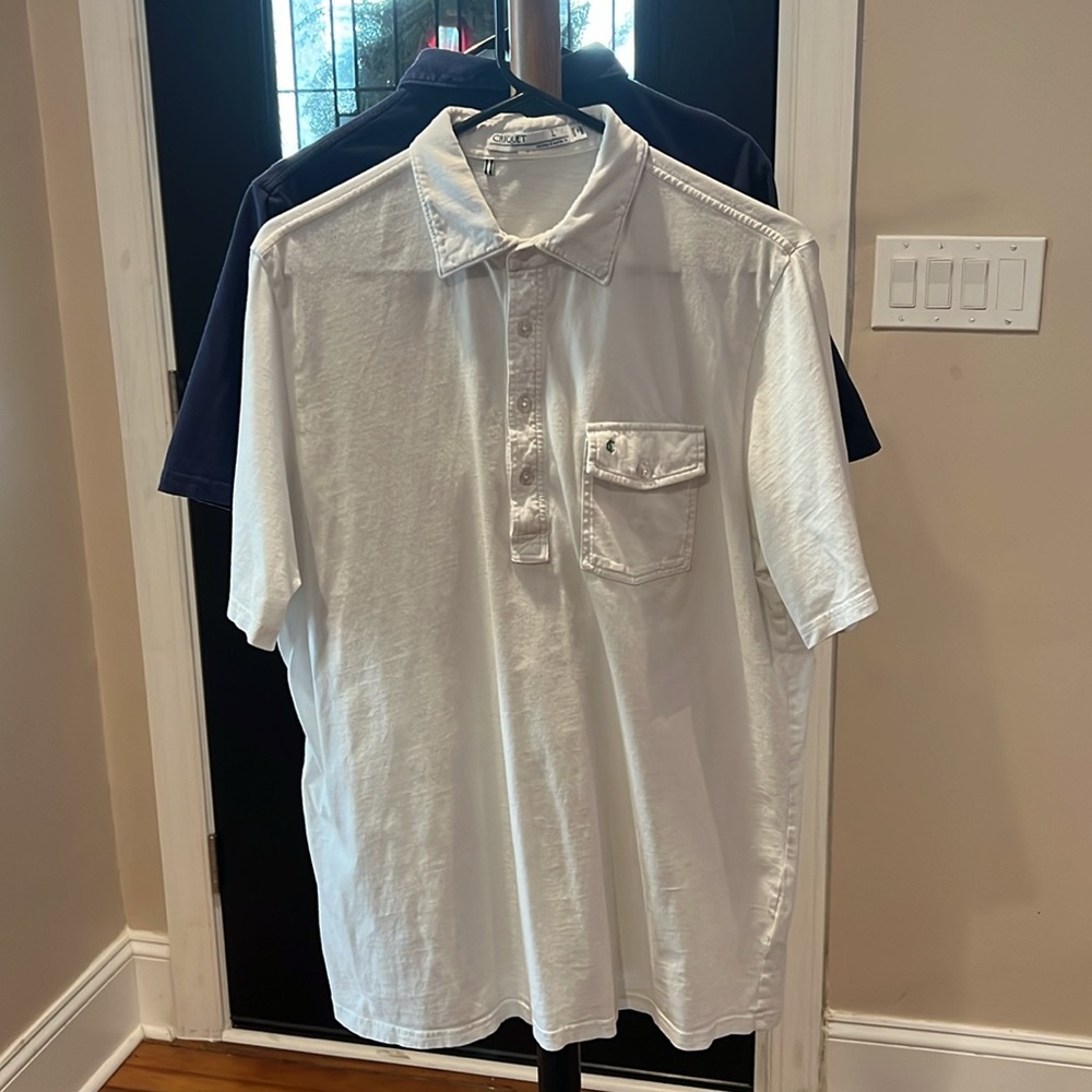 Criquet Polo Shirts. Bundle of 2. Navy and White.
